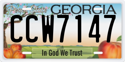 GA license plate CCW7147