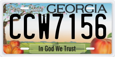 GA license plate CCW7156