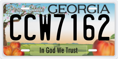 GA license plate CCW7162
