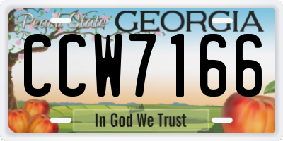 GA license plate CCW7166