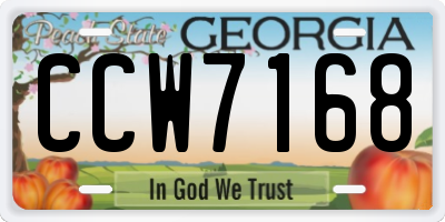 GA license plate CCW7168
