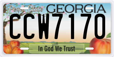 GA license plate CCW7170
