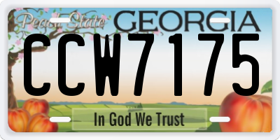 GA license plate CCW7175