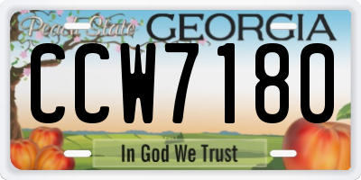 GA license plate CCW7180