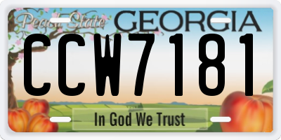 GA license plate CCW7181