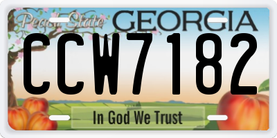 GA license plate CCW7182