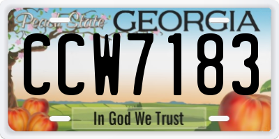 GA license plate CCW7183