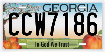 GA license plate CCW7186