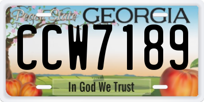 GA license plate CCW7189