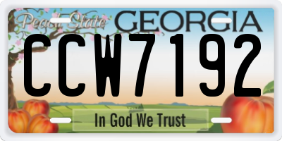 GA license plate CCW7192