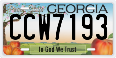 GA license plate CCW7193
