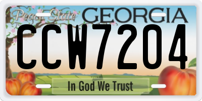 GA license plate CCW7204