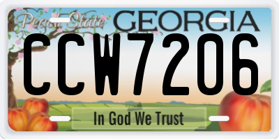 GA license plate CCW7206