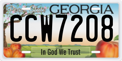 GA license plate CCW7208