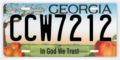 GA license plate CCW7212