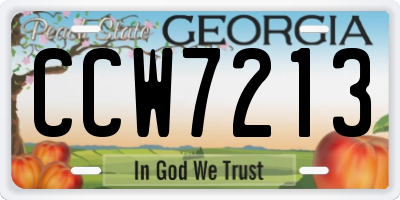 GA license plate CCW7213
