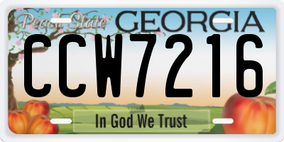 GA license plate CCW7216