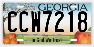 GA license plate CCW7218
