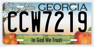 GA license plate CCW7219