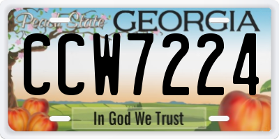 GA license plate CCW7224