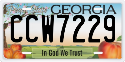 GA license plate CCW7229