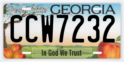 GA license plate CCW7232
