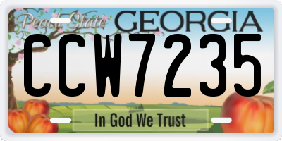 GA license plate CCW7235