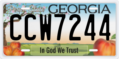 GA license plate CCW7244