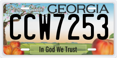 GA license plate CCW7253