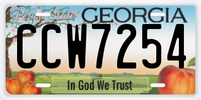 GA license plate CCW7254