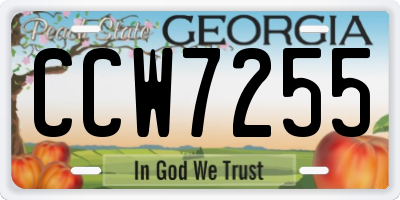GA license plate CCW7255