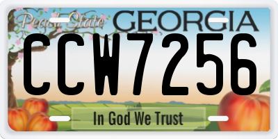 GA license plate CCW7256
