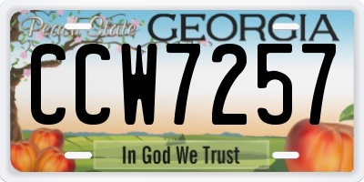 GA license plate CCW7257