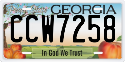 GA license plate CCW7258