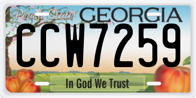 GA license plate CCW7259