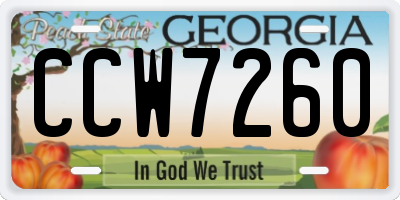GA license plate CCW7260