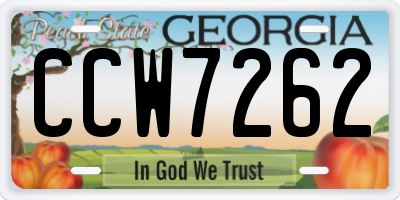 GA license plate CCW7262