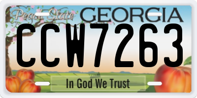 GA license plate CCW7263