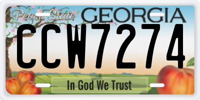 GA license plate CCW7274