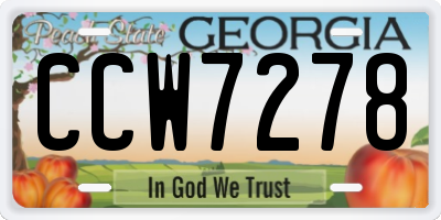 GA license plate CCW7278