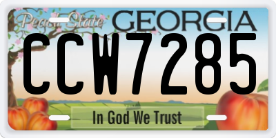 GA license plate CCW7285