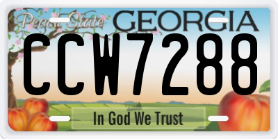 GA license plate CCW7288