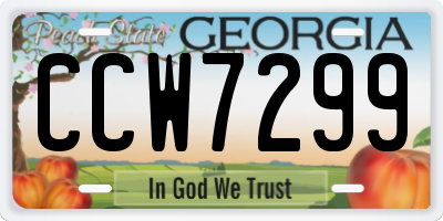 GA license plate CCW7299