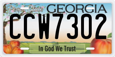 GA license plate CCW7302