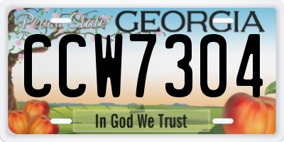 GA license plate CCW7304