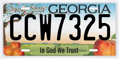 GA license plate CCW7325