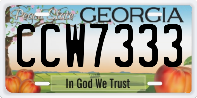 GA license plate CCW7333