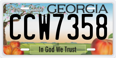 GA license plate CCW7358