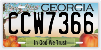 GA license plate CCW7366