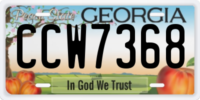 GA license plate CCW7368